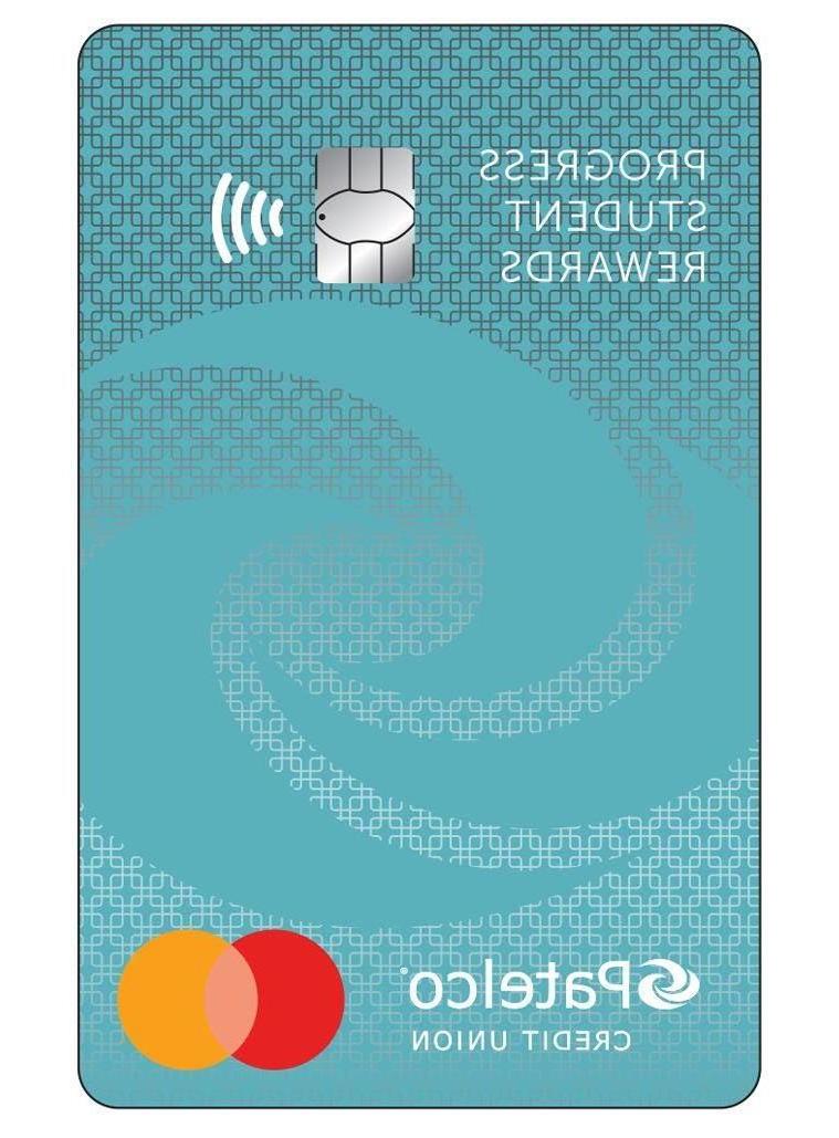 The front of a Progress Student Rewards Mastercard Credit Card from Patelco.